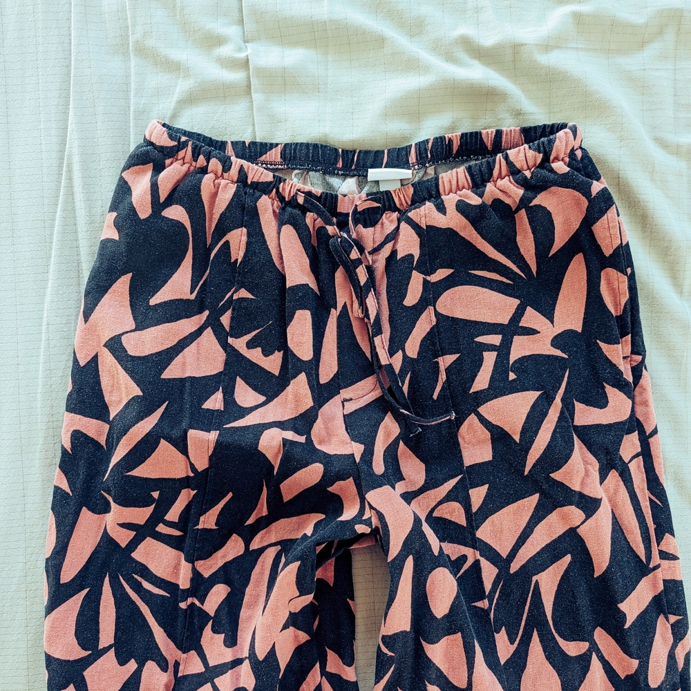 Orange and Black Wide Leg, Linen Pant
